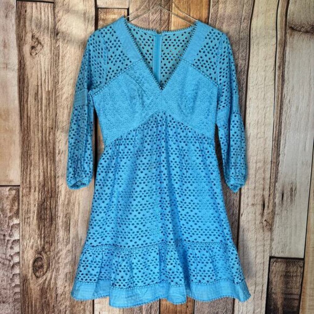 Lilly Pulitzer Dress Lucinda in Zanzibar Blue Tideline Eyelet Size 4 Resort Wear